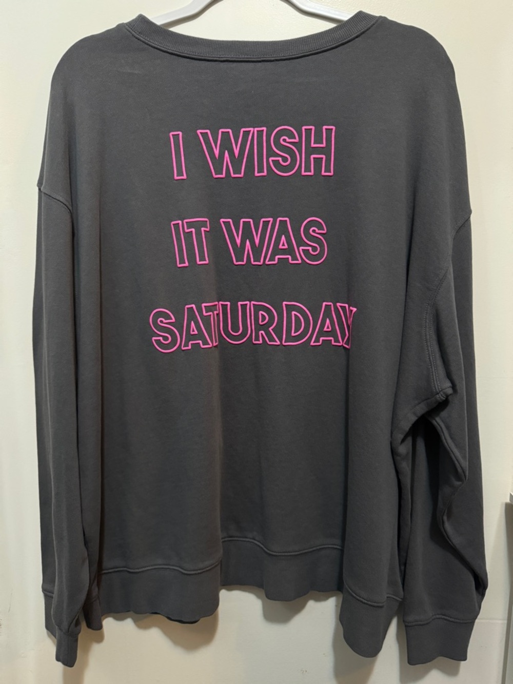 Wildfox Charcoal Gray Crewneck with Pink Broken Heart Patch - Picture 2 of 3